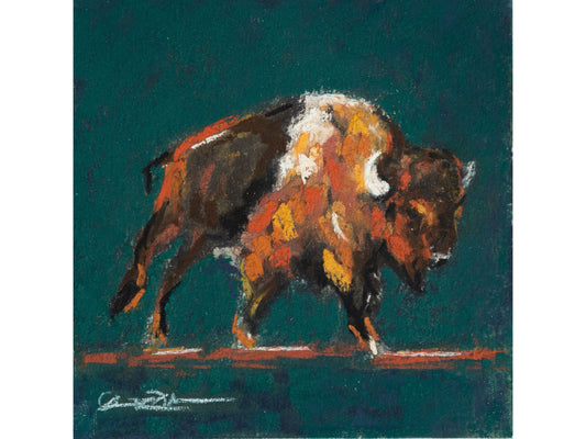 Bucking Bison Hunter Green and Orange