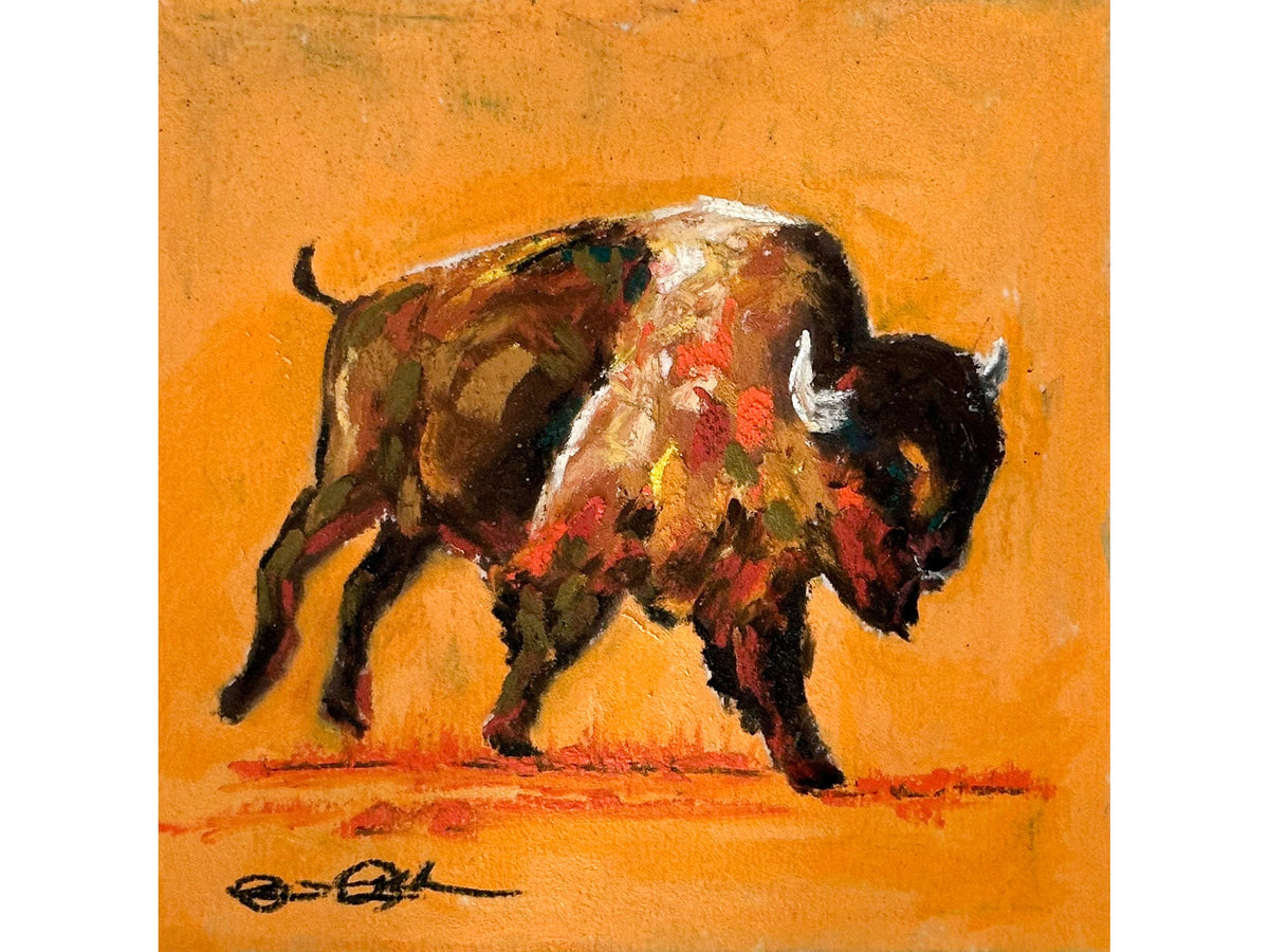 Bucking Bison Yellow and Brown