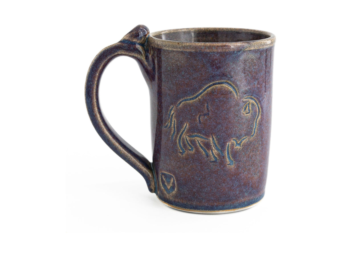 Handmade Purple Bison Etched Mug